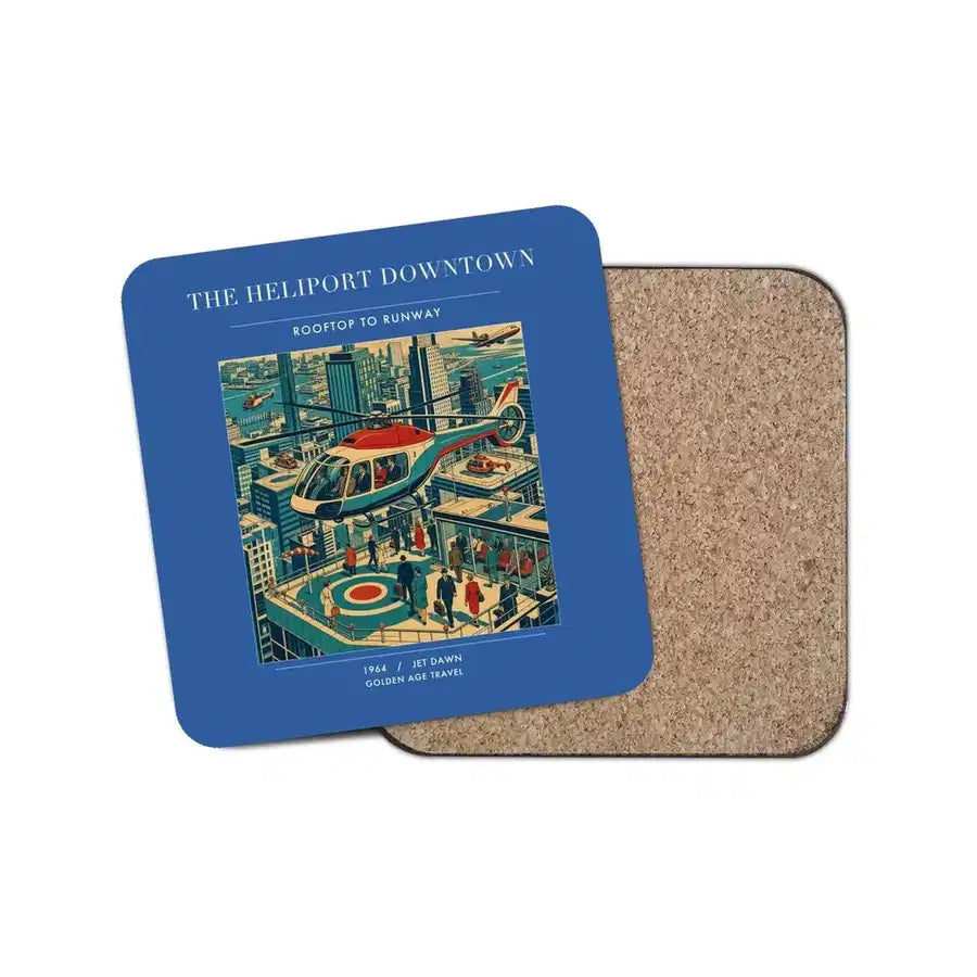 The Heliport Downtown - Designed Coasters design on blue 1-piece