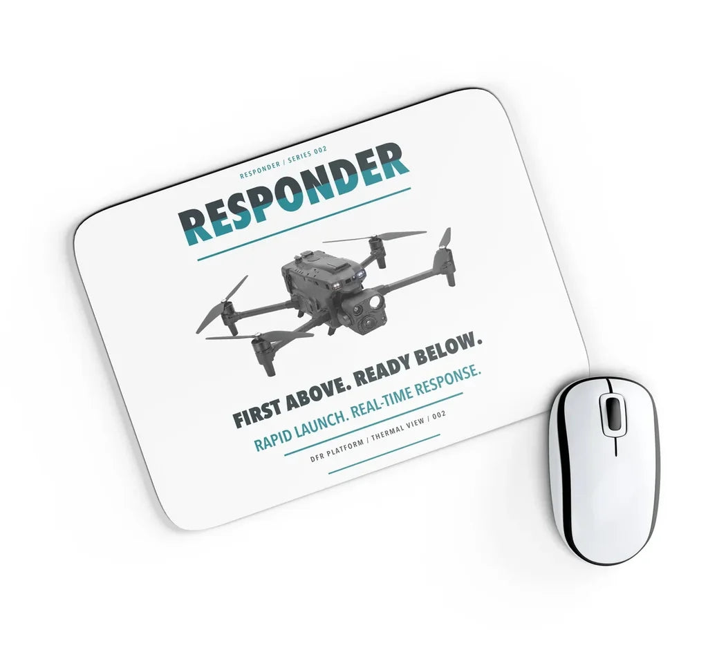 BRINC Responder design on white rectangle mouse pad