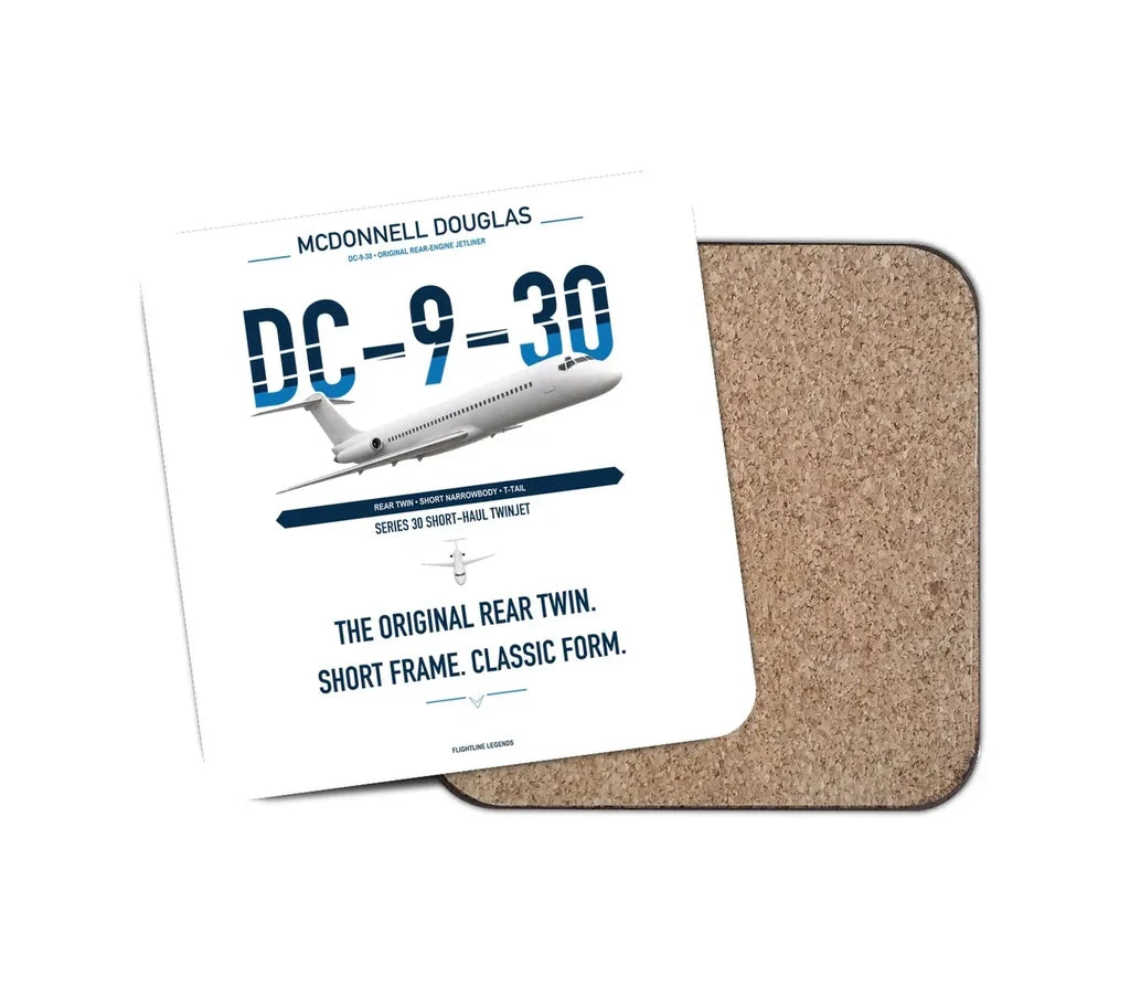 McDonnell Douglas DC-9-30 design on white 1 piece coaster