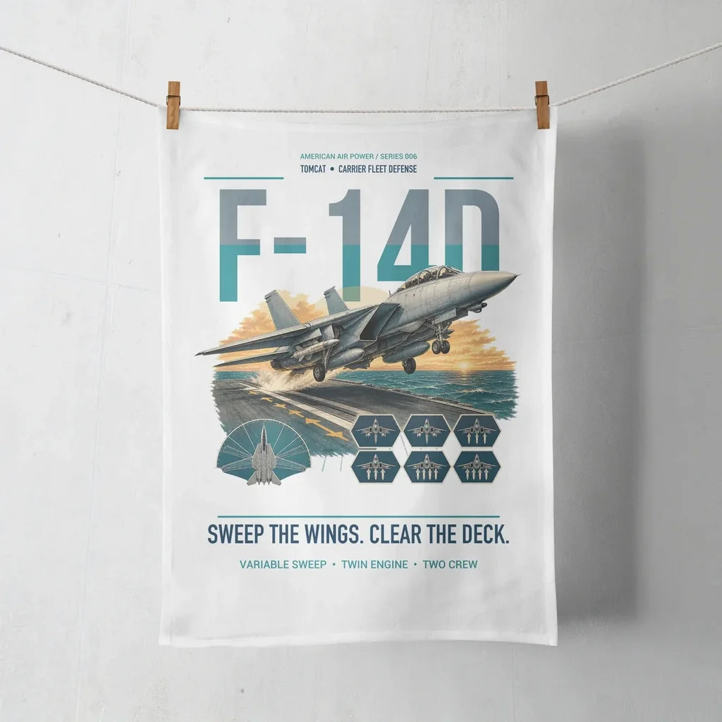 F-14D Tomcat design on white towel