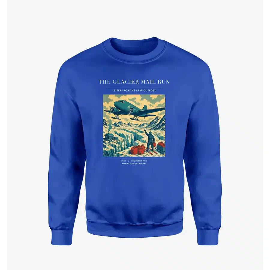 VINTAGE G4153 - The Glacier Mail Run - Designed Sweatshirts design on blue