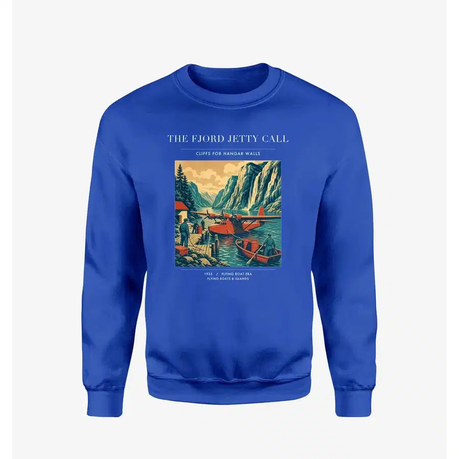 VINTAGE G4185 - The Fjord Jetty Call - Designed Sweatshirts design on blue