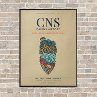 Thumbnail for Cairns Airport CNS vertical canvas print - framed - beige background