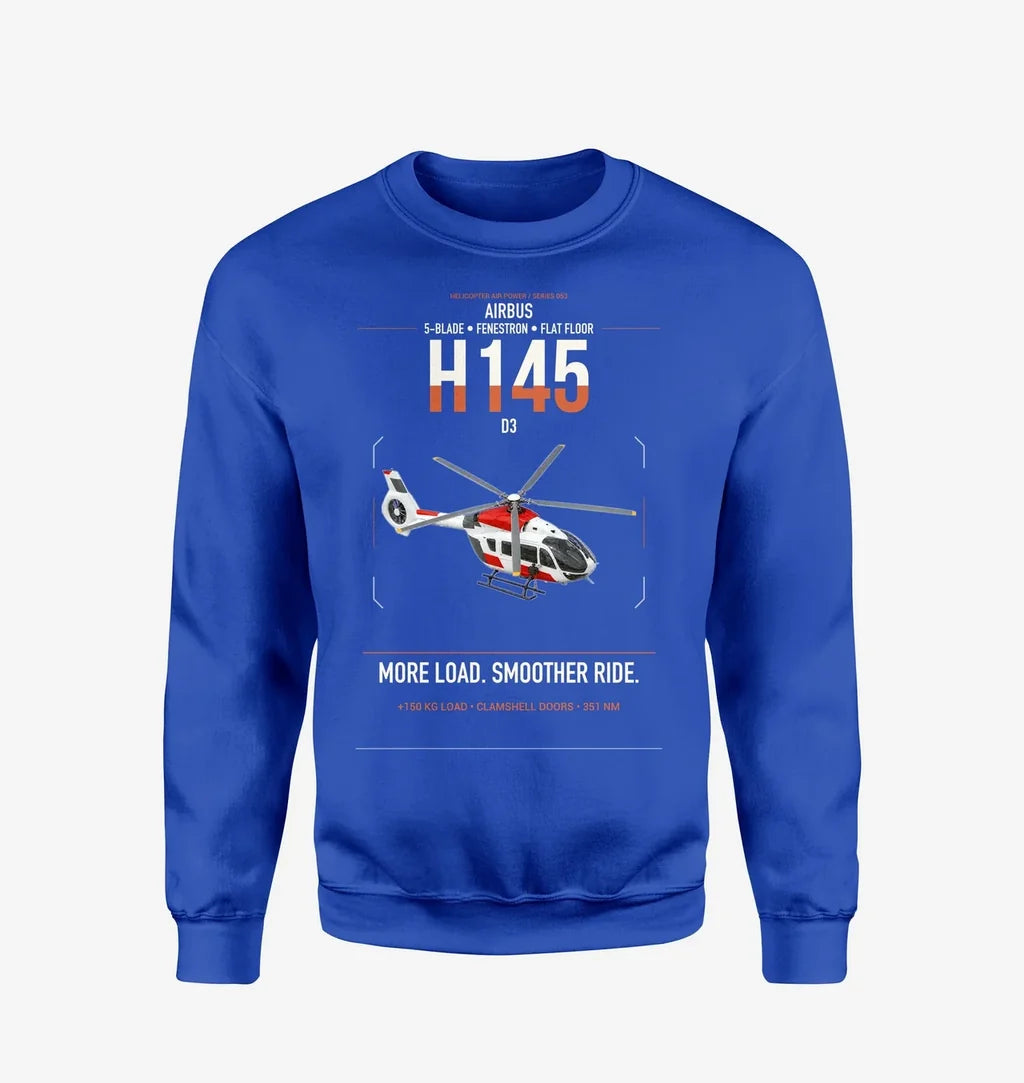 Airbus H145 D3 design on blue sweatshirt