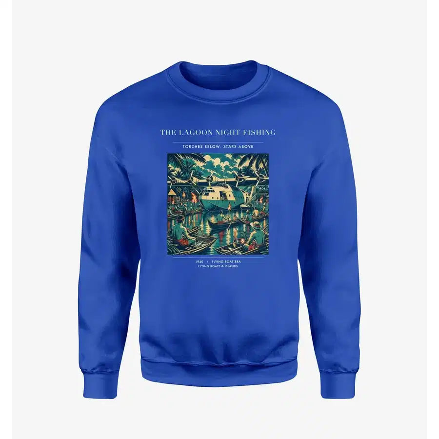 VINTAGE G4407 - The Lagoon Night Fishing - Designed Sweatshirts design on blue