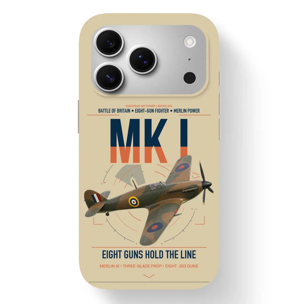 Hawker Hurricane Mk I design on beige magsafe iphone case, for iPhone 17 Pro