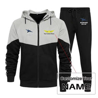 Thumbnail for The Sukhoi SU-35 Zipped Hoodie - Colourful - Black + Name (Customizable)