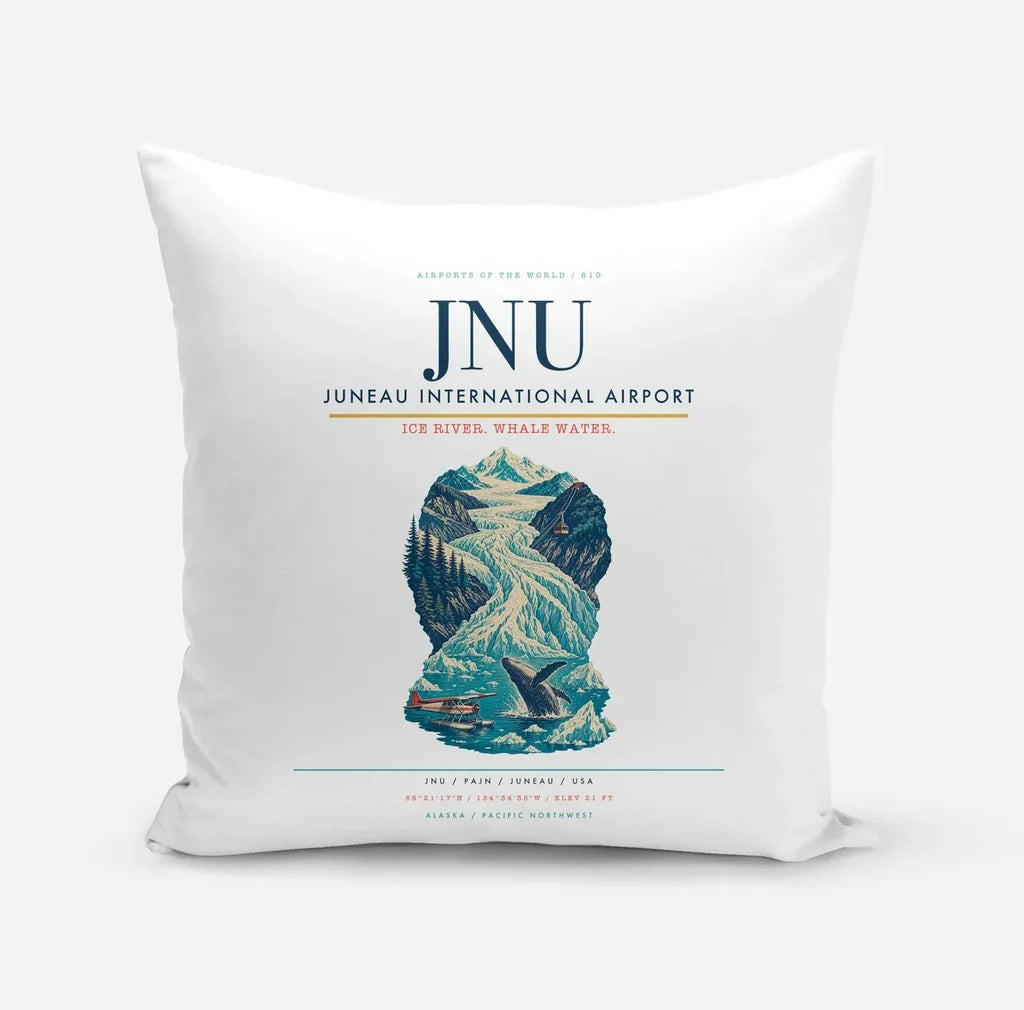 Juneau International Airport (JNU) design on white pillow