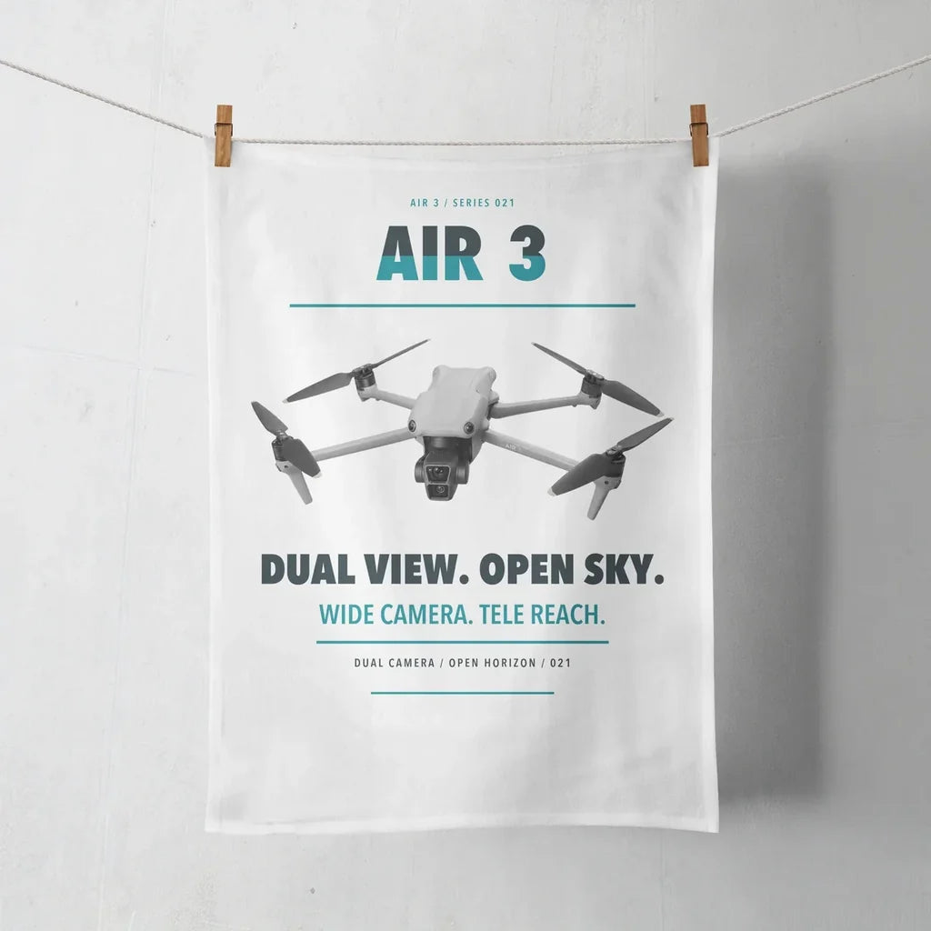 DJI Air 3 design on white towel