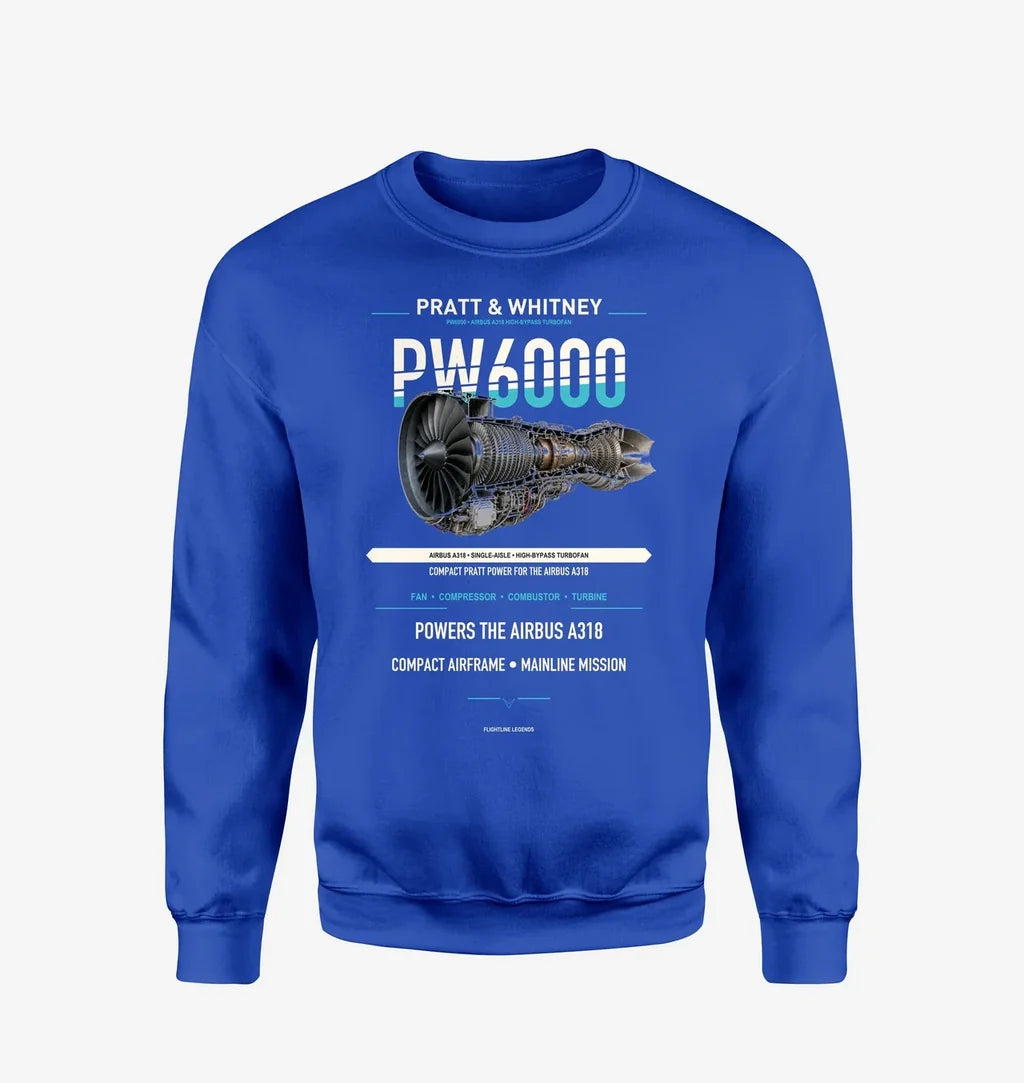 PW6000 design on blue sweatshirt