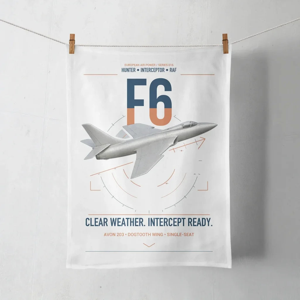 Hawker Hunter F6 design on white towel