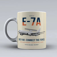 Thumbnail for E-7A Wedgetail design on beige ceramic mug, double-side print