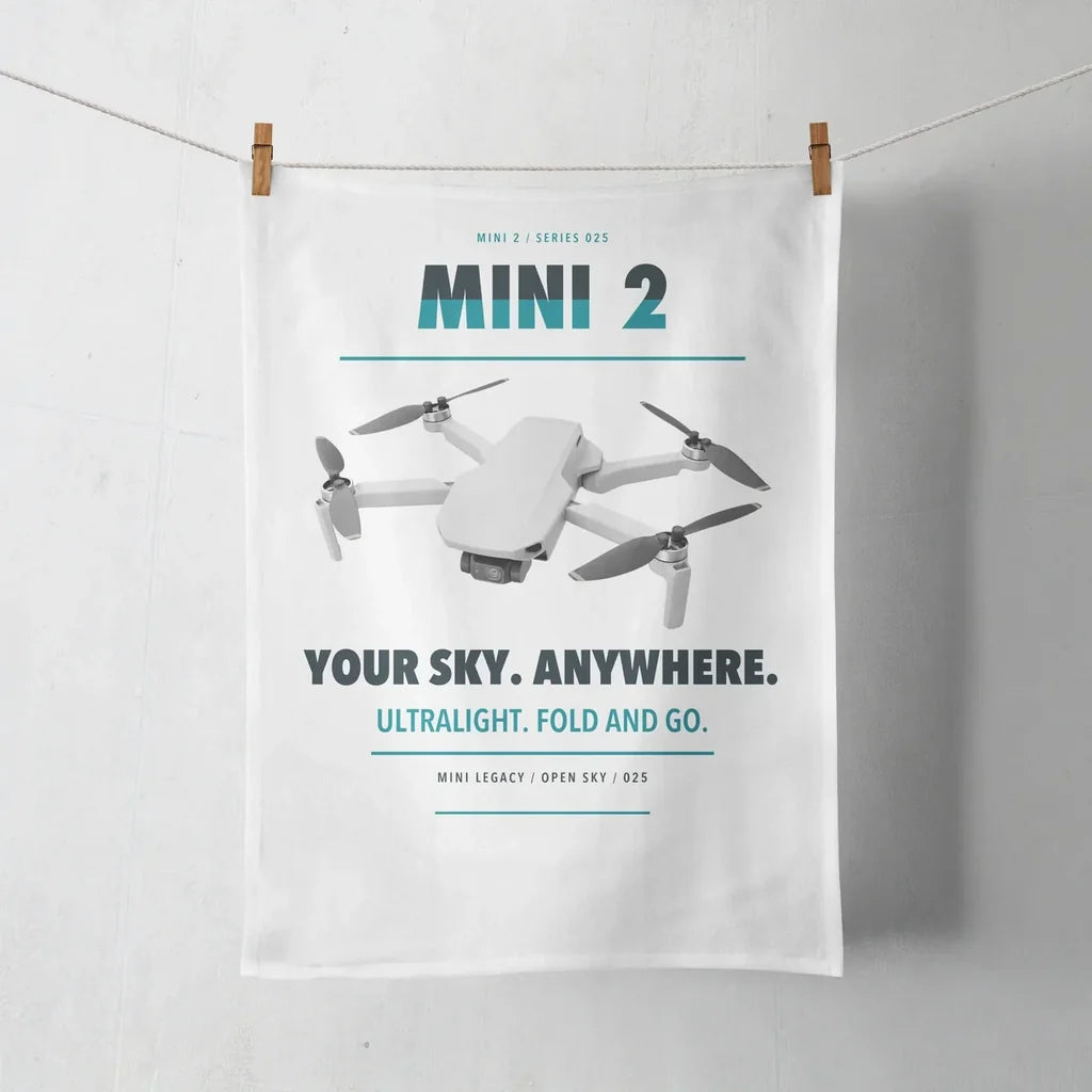 DJI Mini 2 design on white towel