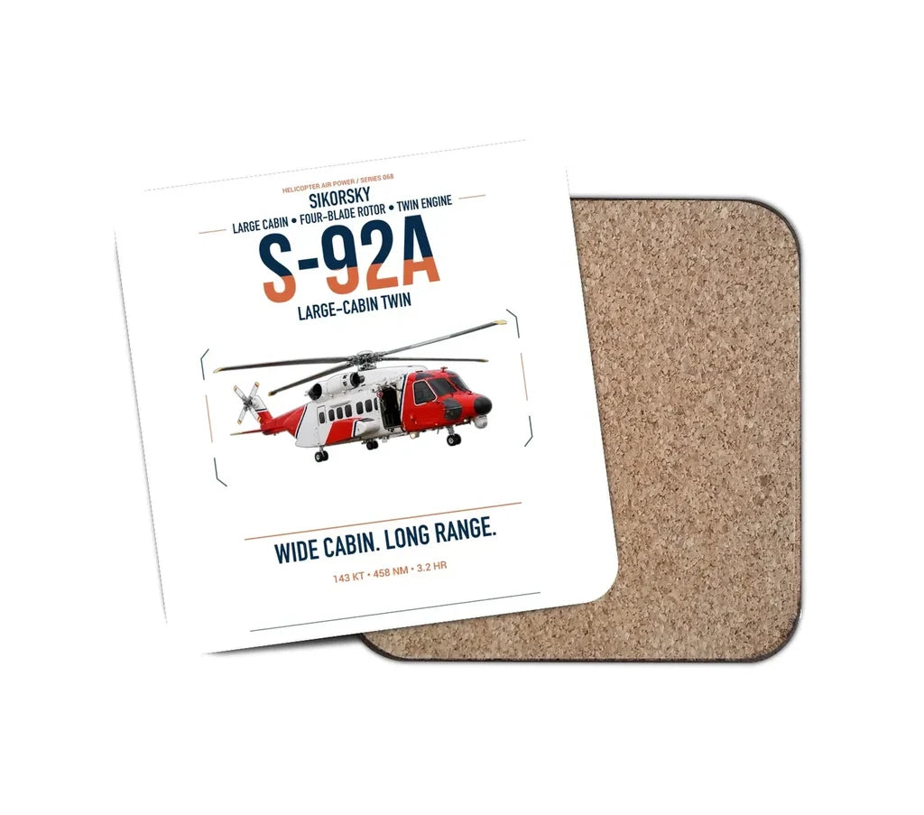 Sikorsky S-92A design on white 1 piece coaster