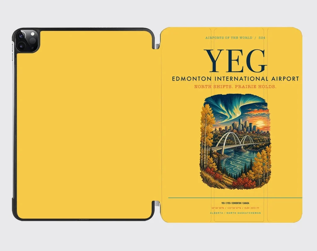 Edmonton International Airport (YEG) design on yellow ipad tablet case