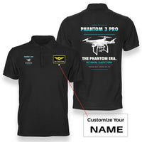 Thumbnail for DJI Phantom 3 Professional design on black polo with custom name badge