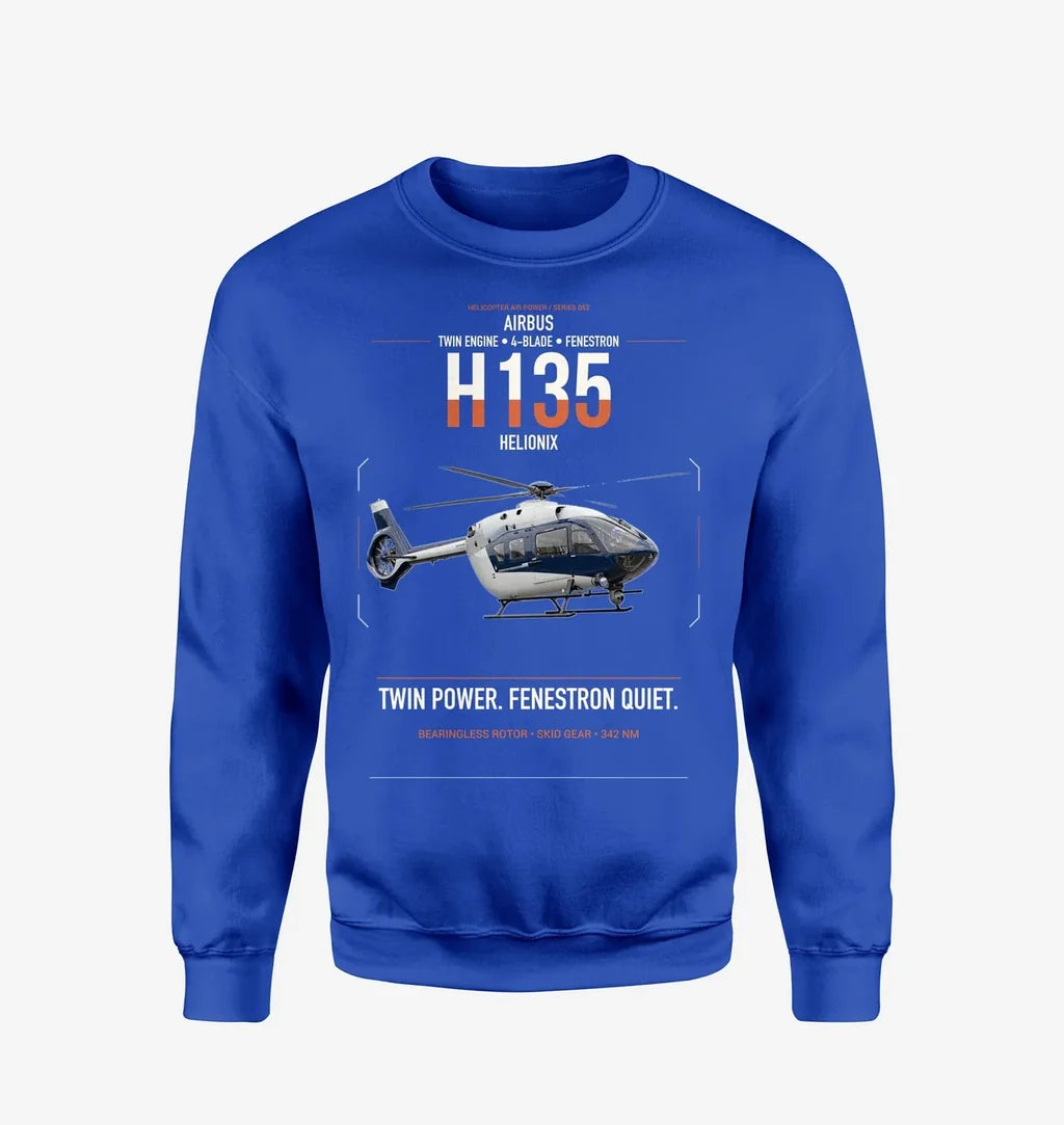 Airbus H135 design on blue sweatshirt