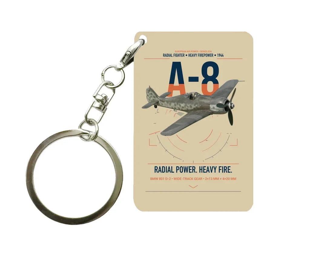 Focke-Wulf Fw 190A-8 design on beige designed key chain, double-side print