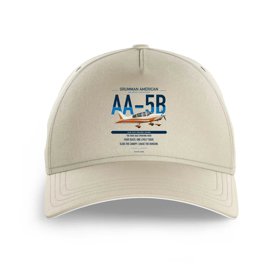 Grumman American AA-5B Tiger design on beige printed hat