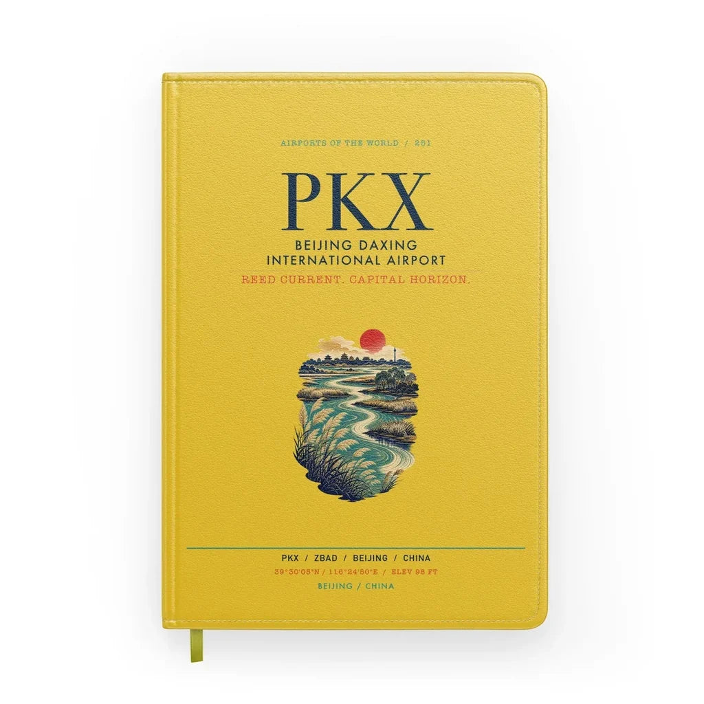 Beijing Daxing International Airport (PKX) design on yellow notebook