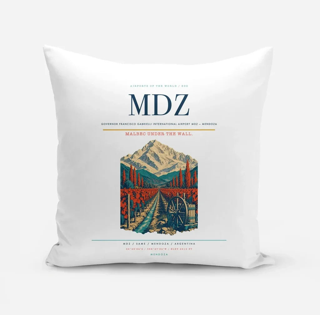 Governor Francisco Gabrielli International Airport (MDZ) design on white pillow