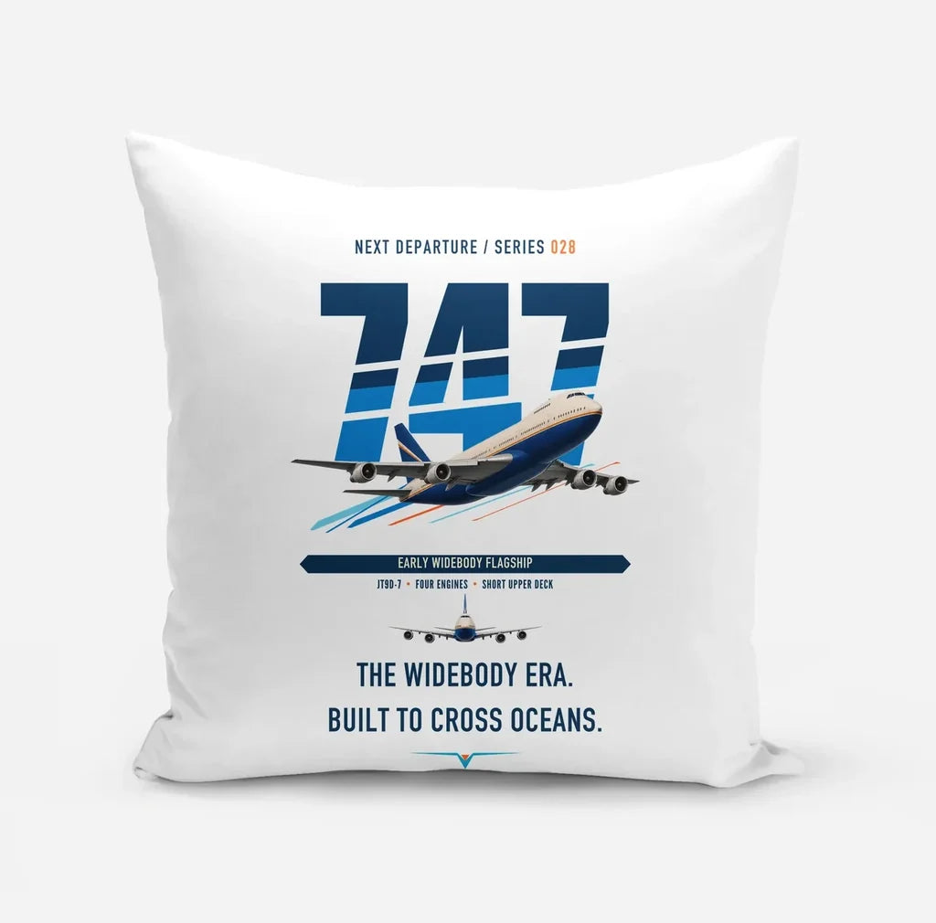 Boeing 747-200B design on white pillow