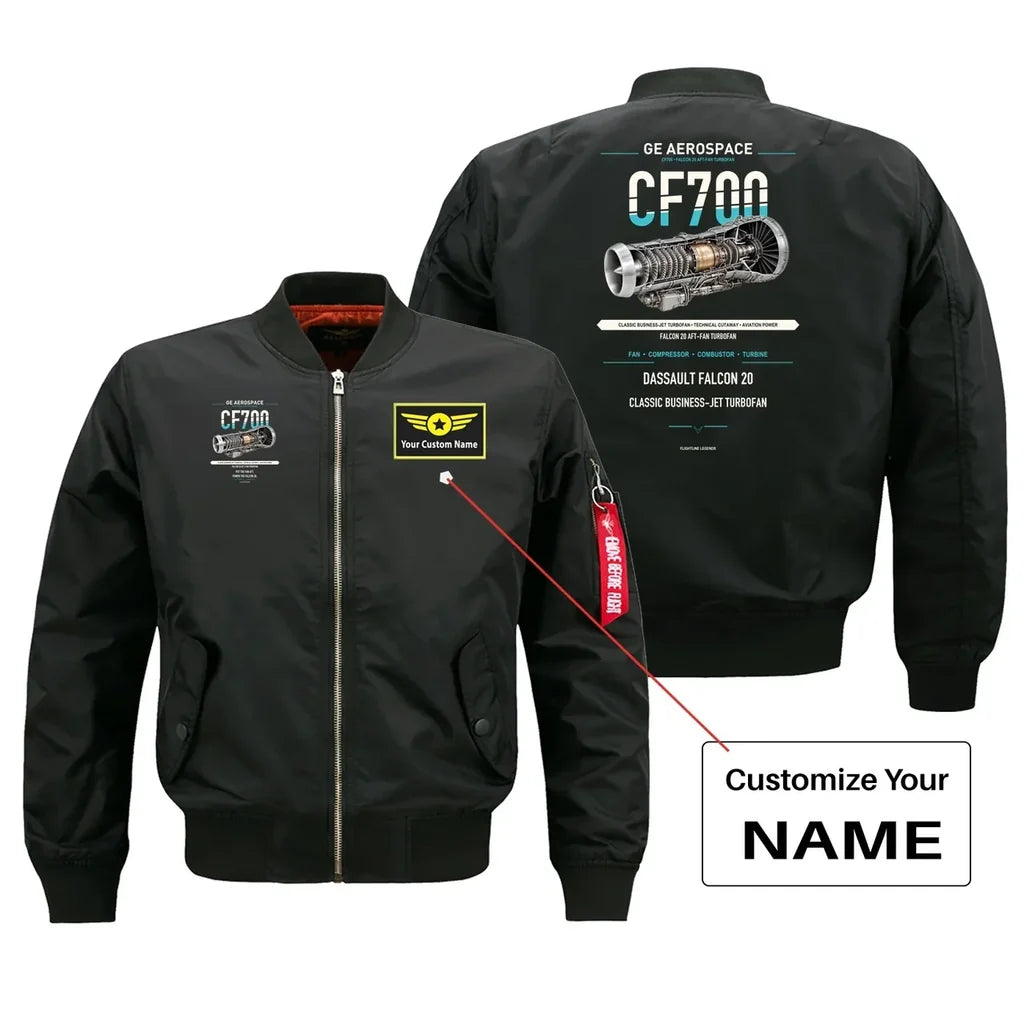 CF700 design on black bomber with custom name badge
