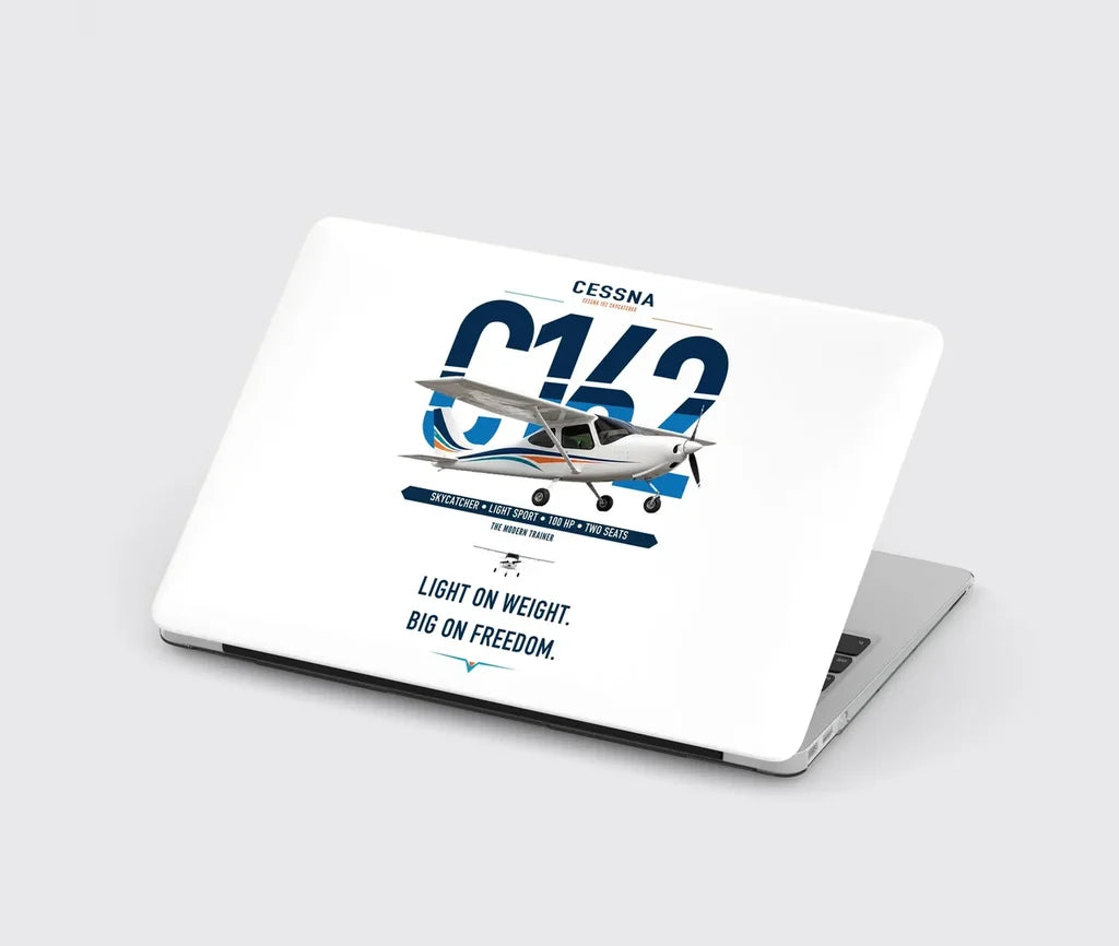 Cessna 162 Skycatcher design on white MacBook case