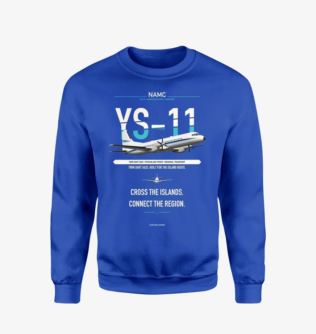 NAMC YS-11A design on blue sweatshirt