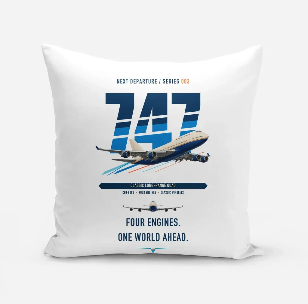 Boeing 747-400 design on white pillow
