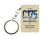 Thumbnail for Cessna 175 Skylark design on beige designed key chain, double-side print