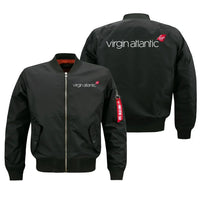 Thumbnail for Virgin Atlantic Airlines aviation design embroidered on black bomber jacket