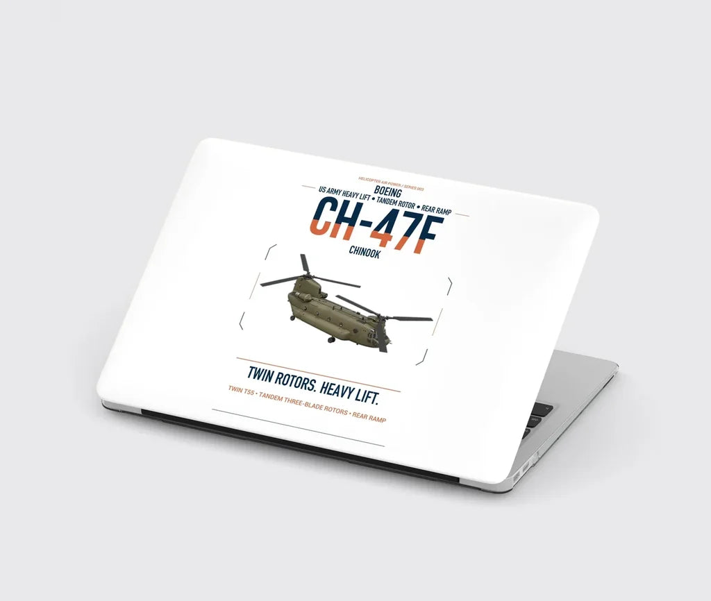 Boeing CH-47F Chinook design on white MacBook case