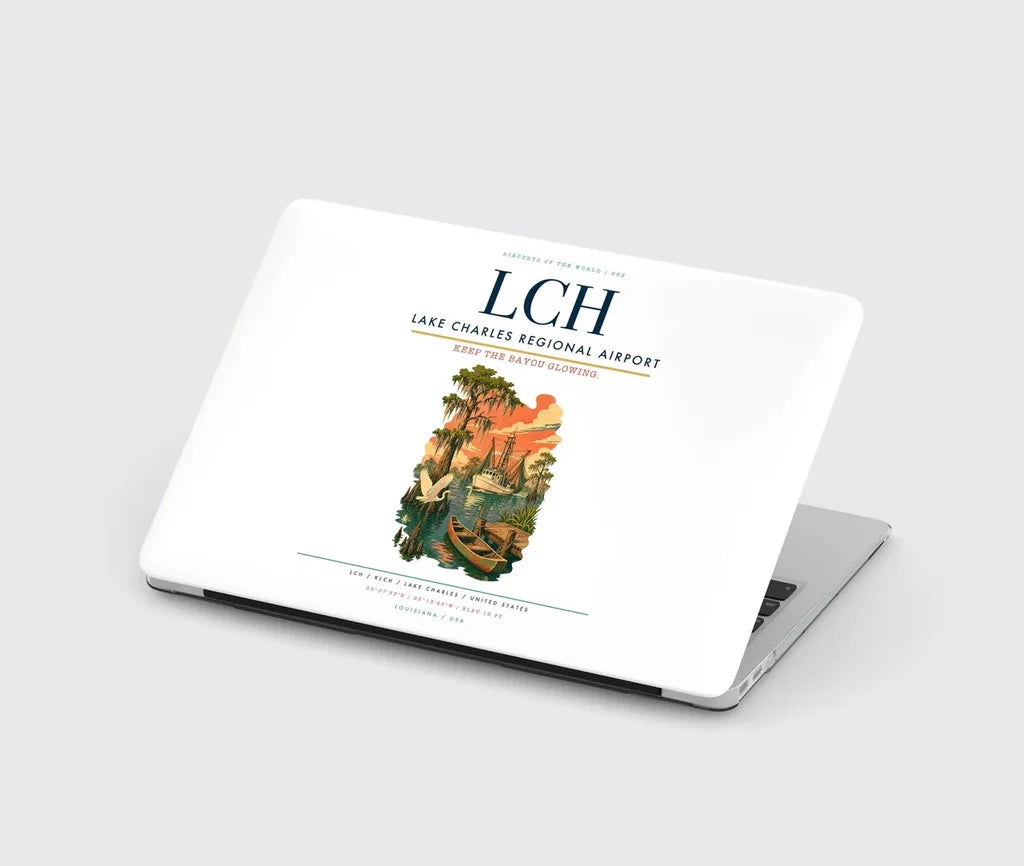 Lake Charles Regional Airport (LCH) design on white MacBook case