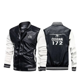 Cessna 172 & Plane Stylish Leather Bomber Jackets