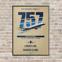 Thumbnail for Boeing 757-300 vertical canvas print - framed - beige background