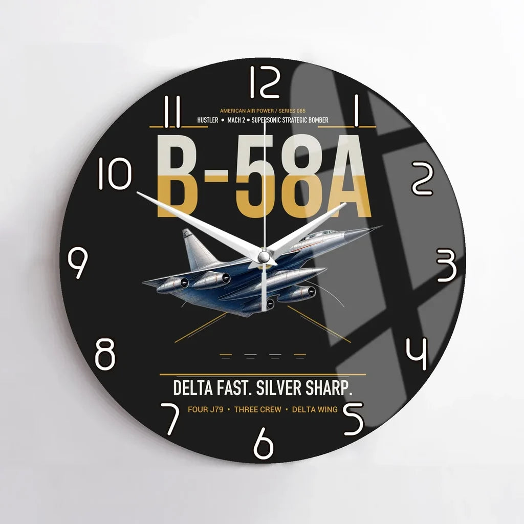 B-58A Hustler design on black no frame wall clock