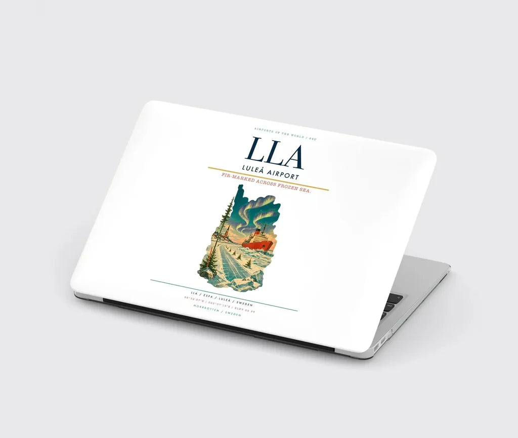 Luleå Airport (LLA) design on white MacBook case