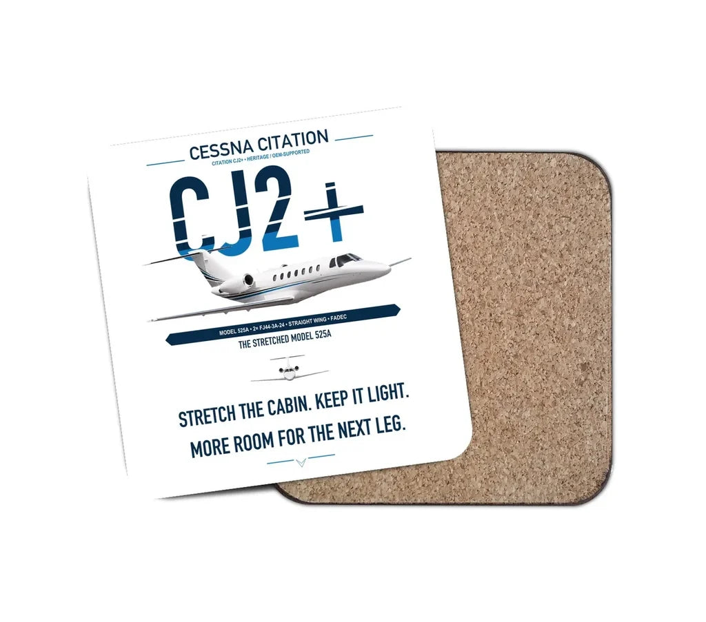 Cessna Citation CJ2+ design on white 1 piece coaster