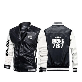 Boeing 787 & Plane Stylish Leather Bomber Jackets