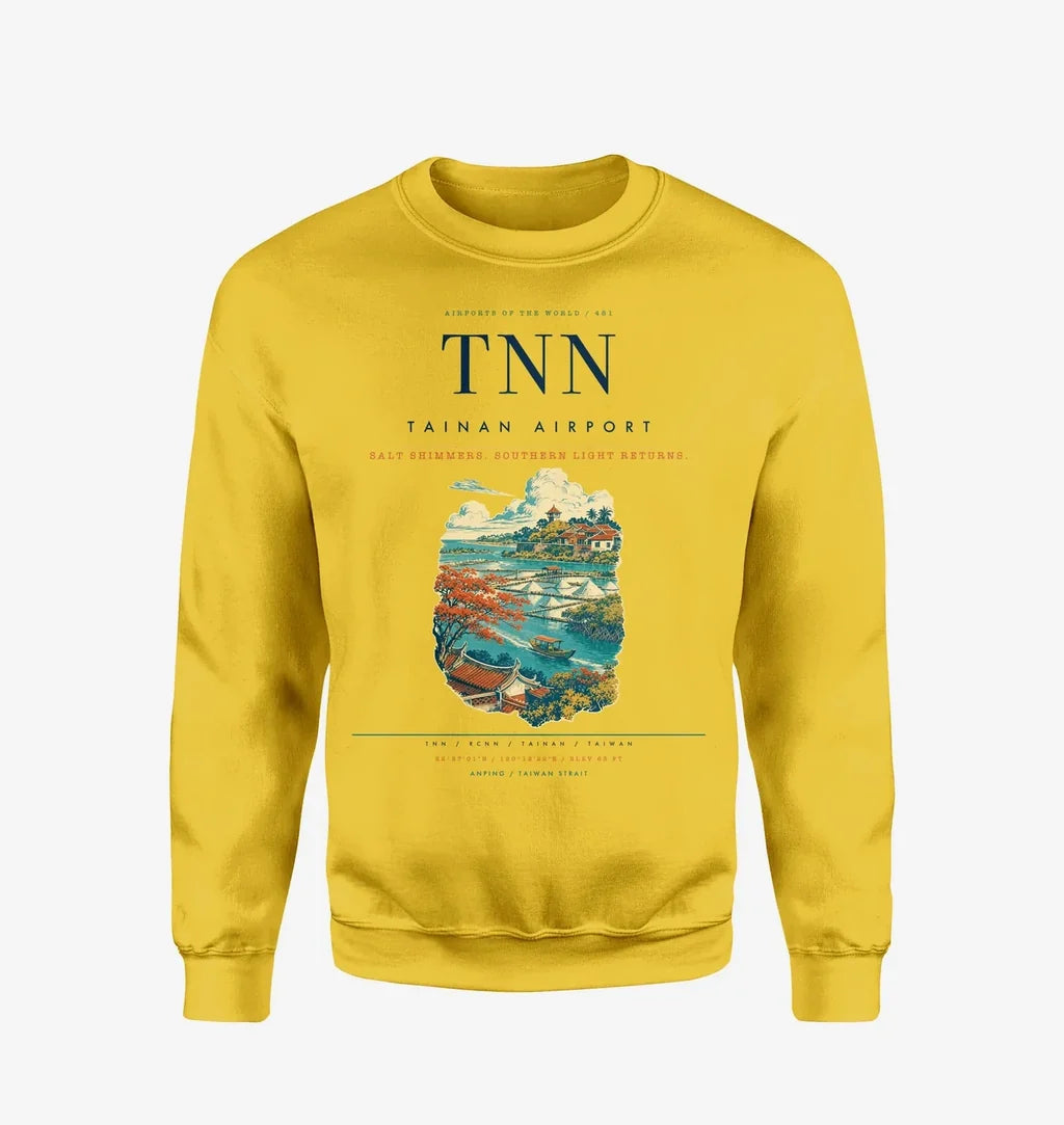 Tainan Airport (TNN) design on yellow sweatshirt