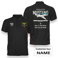 Thumbnail for Cessna Citation Mustang design on black+name double-side polo t-shirt, double-side print