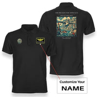 Thumbnail for VINTAGE G4365 - The Breakwater Approach - Double-Side Polo T-Shirt design on black+name