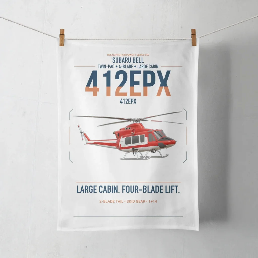 SUBARU Bell 412EPX design on white towel