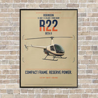 Thumbnail for Robinson R22 Beta II vertical canvas print - framed - beige background
