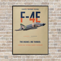 Thumbnail for F-4E Phantom II Two Engines One Thunder vertical canvas print - framed - beige background