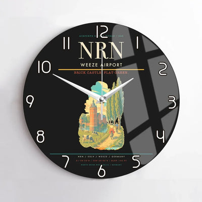 Weeze Airport (NRN) design on black no frame wall clock