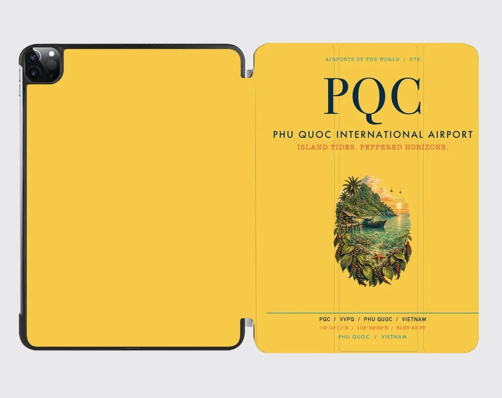 Phu Quoc International Airport (PQC) design on yellow ipad tablet case