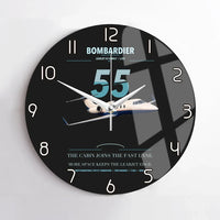 Thumbnail for Bombardier Learjet 55 design on black no frame wall clock