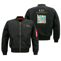 Thumbnail for Kristiansand Airport, Kjevik (KRS) design on black bomber jacket